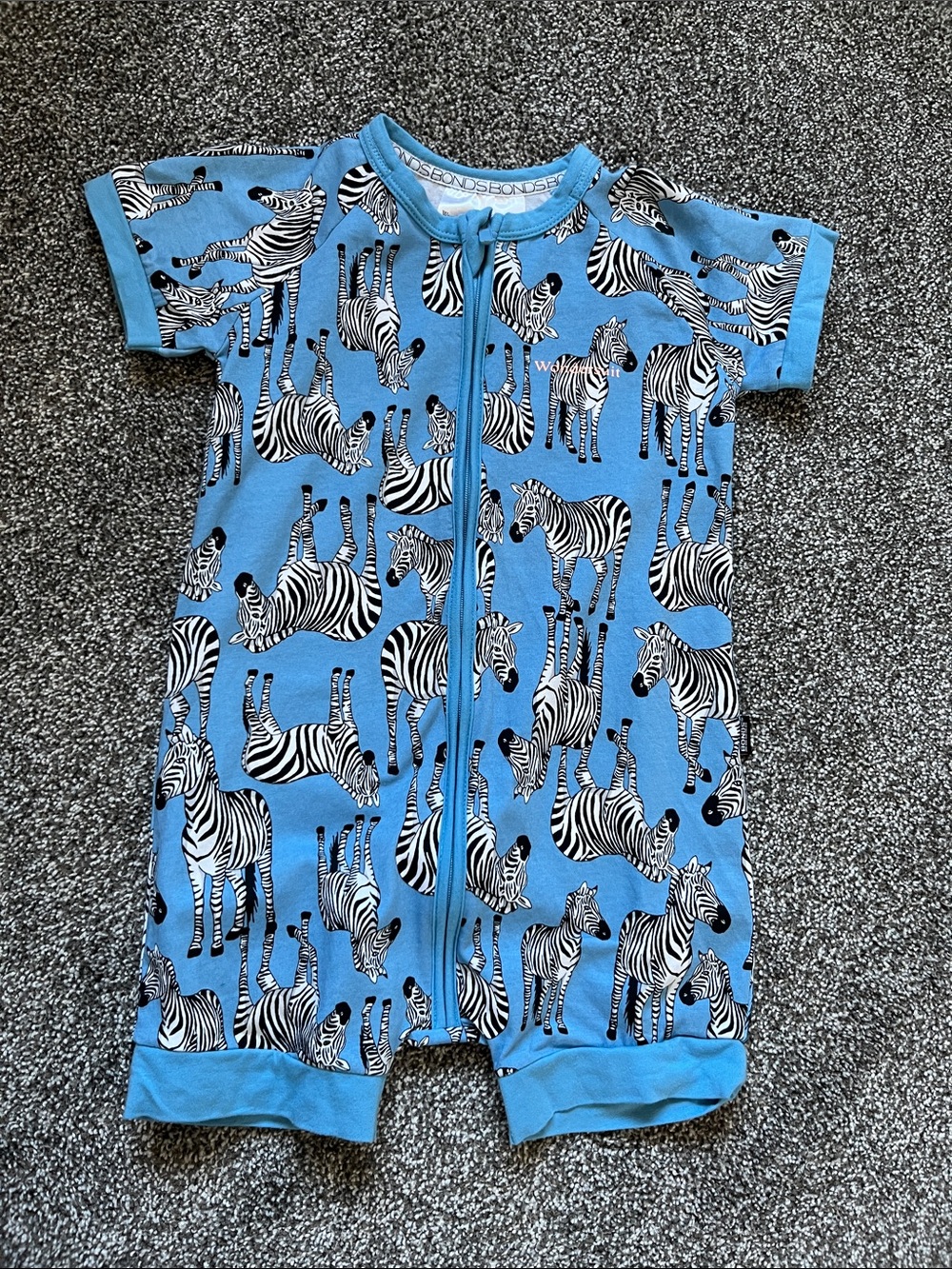 Bonds Blue Zebra Print Short Sleeve One-Piece